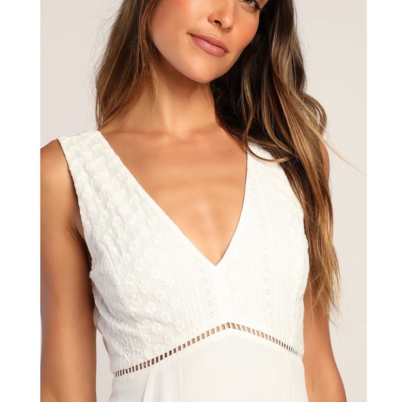 Lulus Endlessly Enticing White Embroidered Babydoll Mini Dress S - Picture 3 of 11